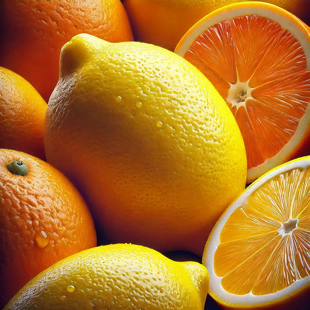 Citrons et oranges, riches en limonène, un terpène aux arômes frais et citronnés.